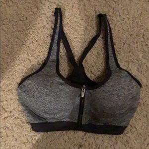 Padded zip up sports bra